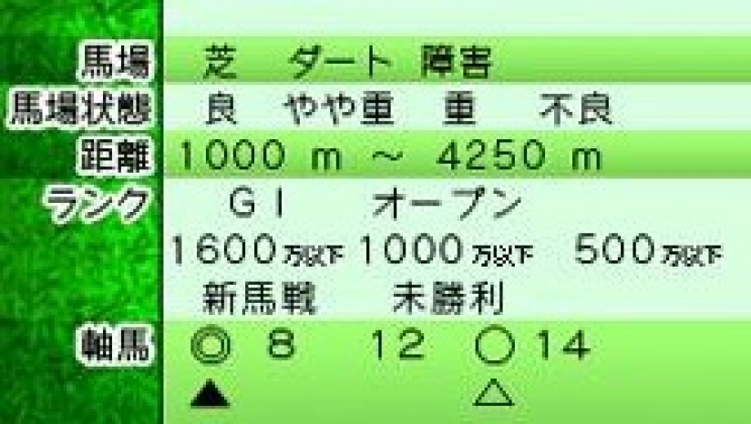 《赛马领航员 赛马支援》 日版NDS版 游戏截图 2